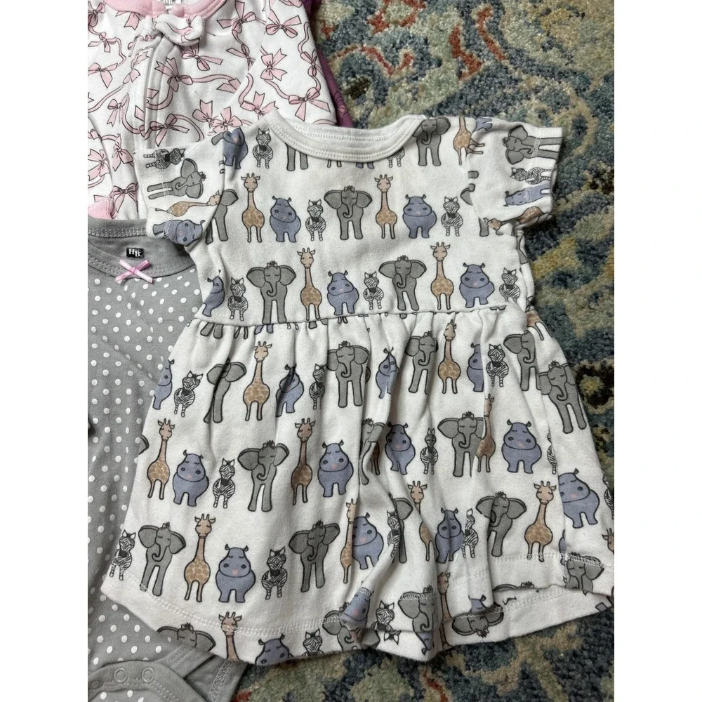 Girls 3-6M Pink Purple‎ Bundle HB Carter's Cat & Jack Bodysuits Sleeper GUC